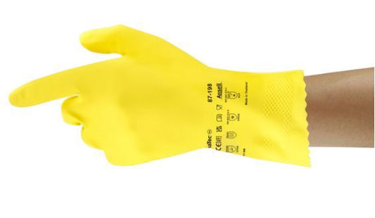 Handschoen Ansell AlphaTec 87-198 geel maat 10