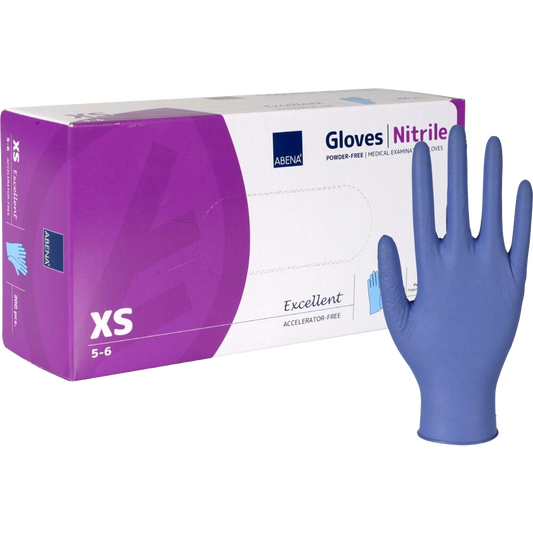 Handschoen Abena Excellent nitril onderzoekshandschoen Norm ASTM D6978-05 maat XS