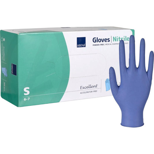 Handschoen Abena Excellent nitril onderzoekshandschoen Norm ASTM D6978-05 maat S