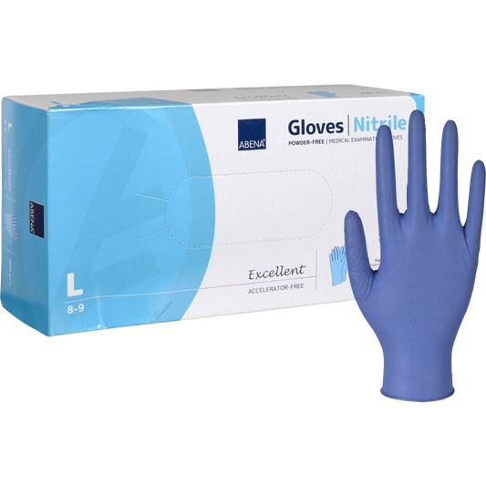Handschoen Abena Excellent nitril onderzoekshandschoen Norm ASTM D6978-05 maat L
