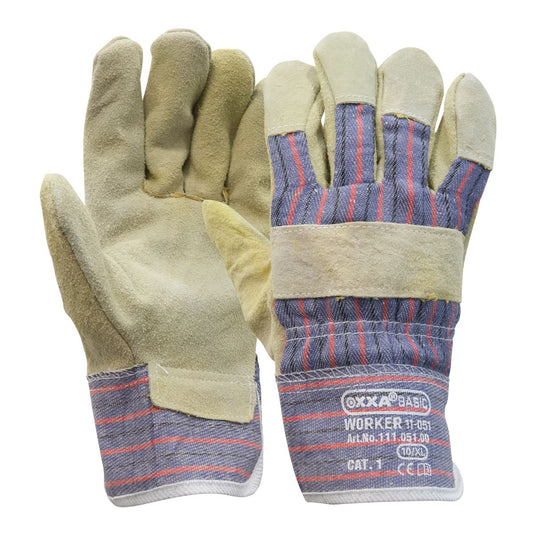 Handschoen Oxxa Worker 11-053 leer/katoen