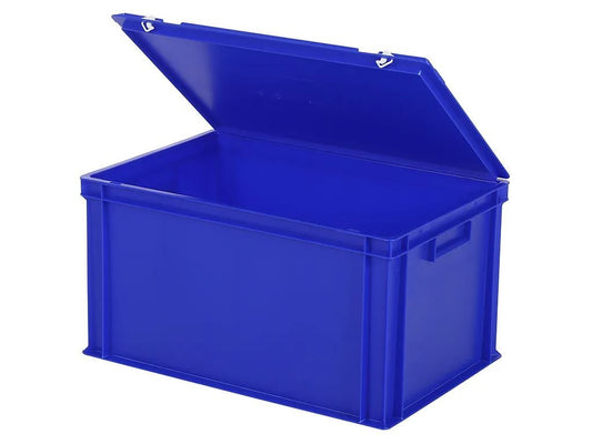 Stapelbak Transoplast met deksel – 600 x 400 x H 335 mm (versterkte bodem) – blauw